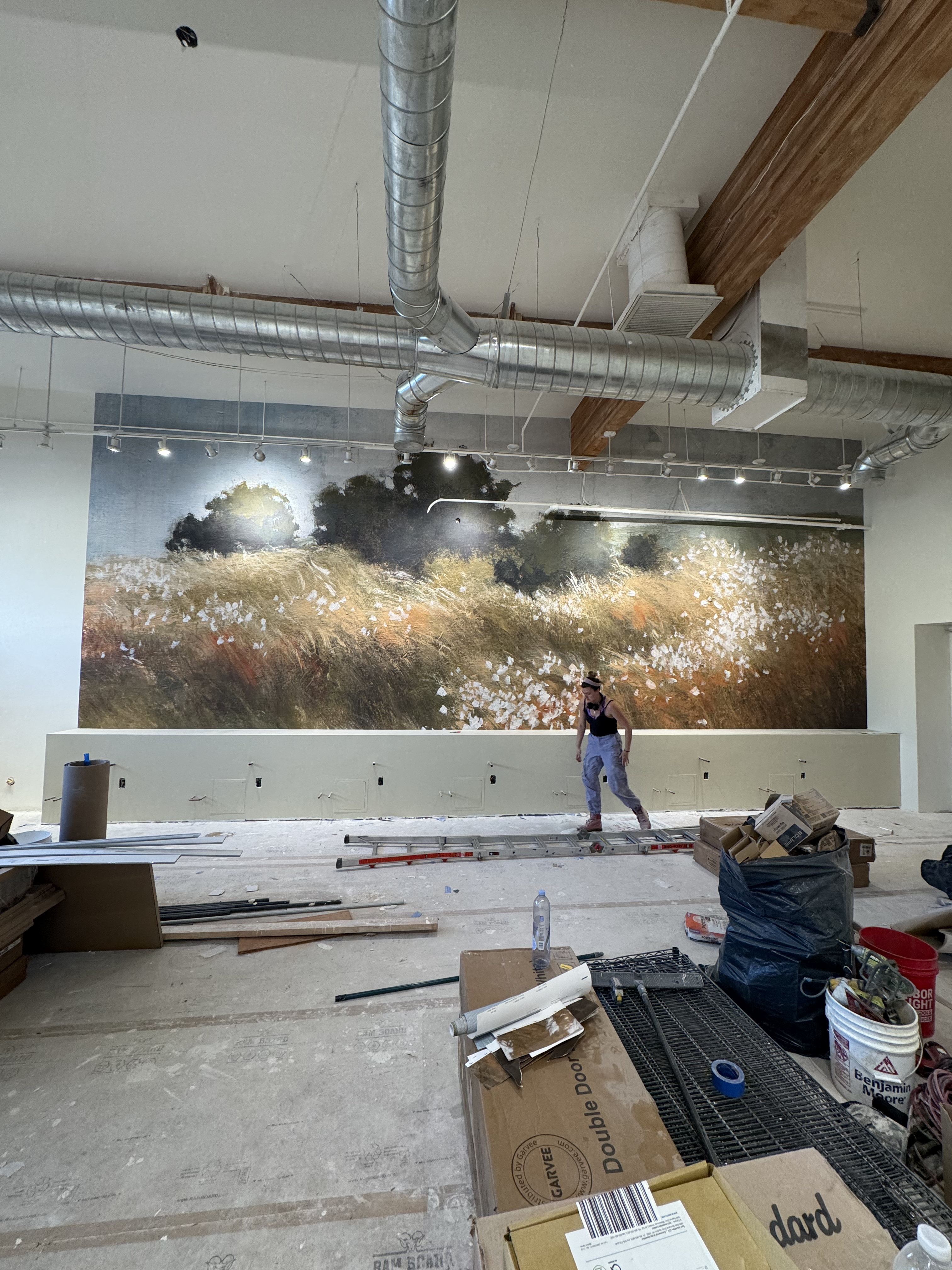 Wallpaper and finish details during the Nashville Nails buildout